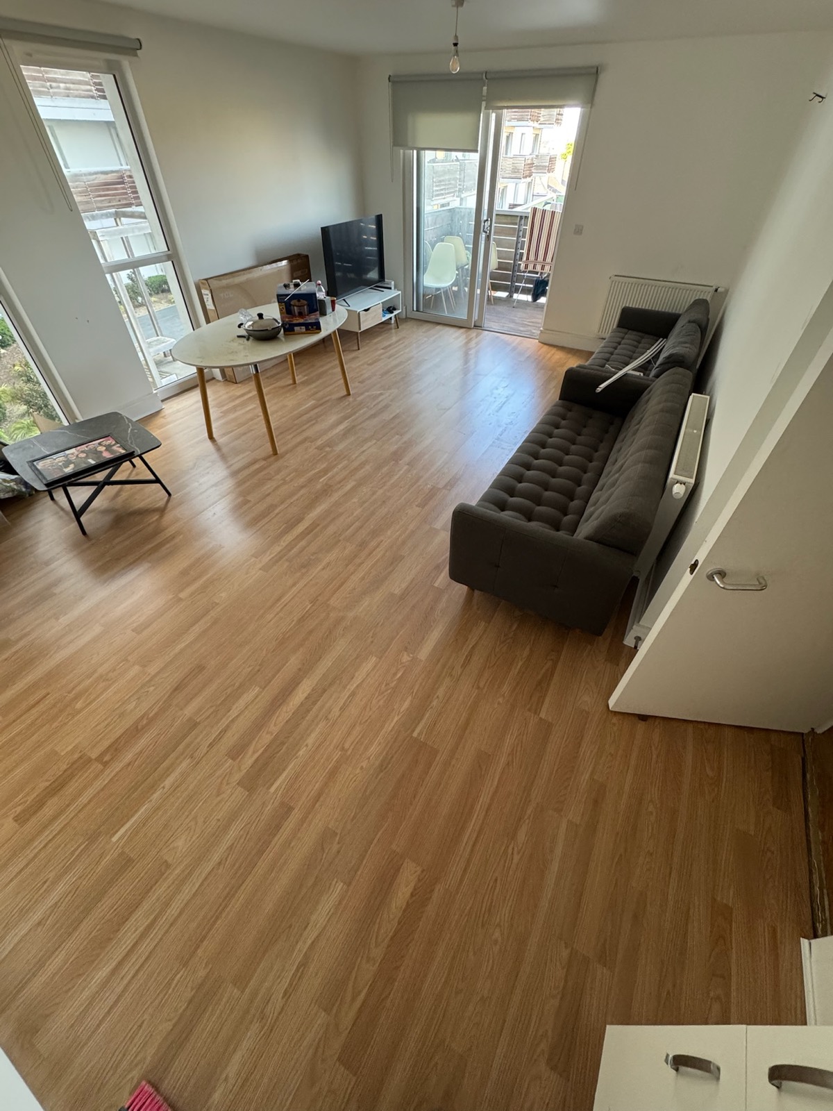 Apartment flooring after installation