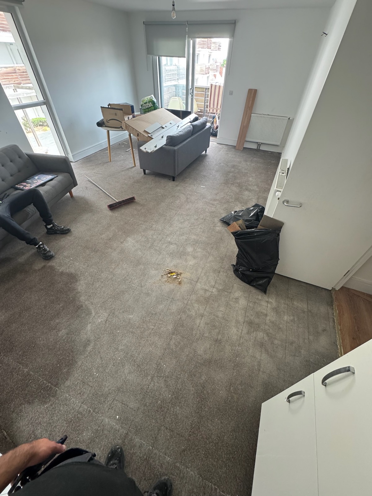Apartment flooring before installation