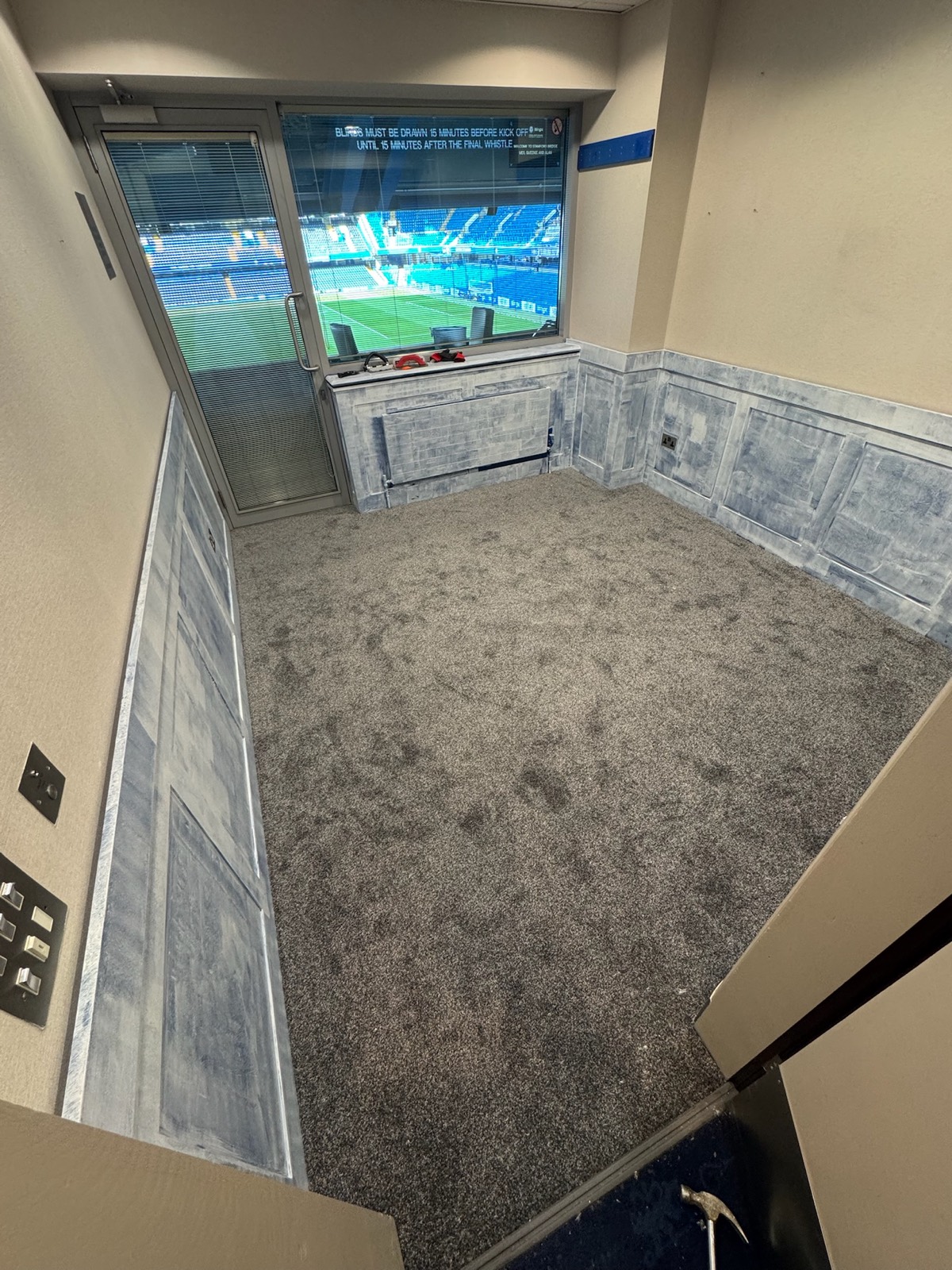 Chelsea Football Club box work after wood flooring installation